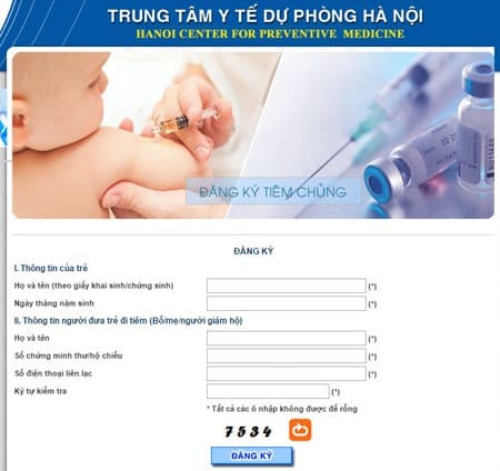 Hà Nội tổ chức đăng ký dịch vụ tiêm chủng trực tuyến vào 9 giờ ngày 30-8-2016