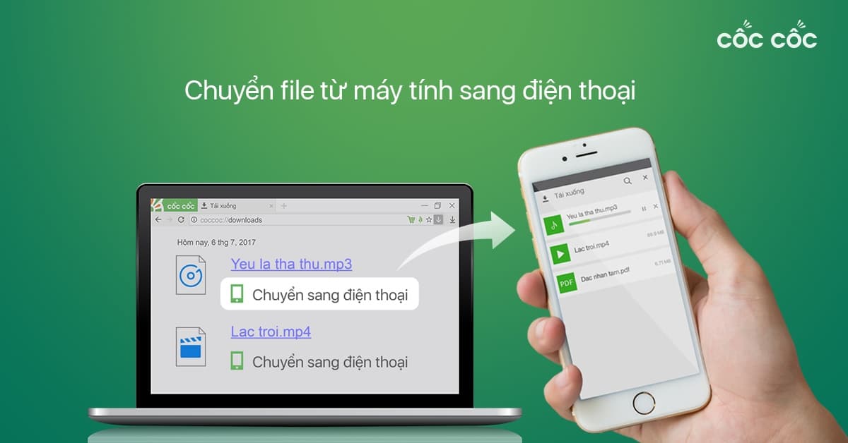 Trình duyệt Cốc Cốc có thêm tính năng chuyển file từ máy tính sang điện thoại di động