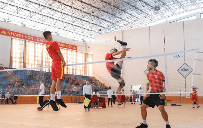 Các đoàn sẵn sàng tham dự môn đá cầu