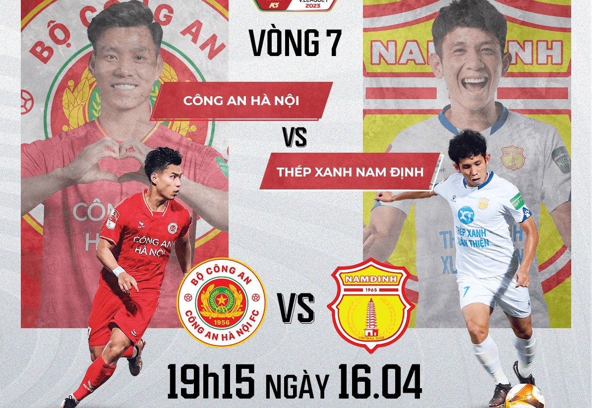 Link xem trực tiếp Công an Hà Nội và Nam Định FC (vòng 7 V-League 2023)
