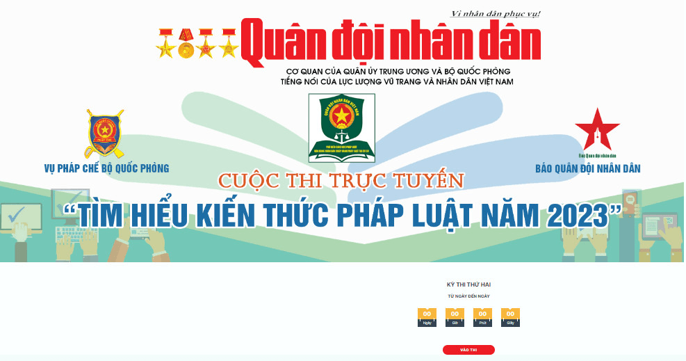 Mời bạn đọc tiếp tục tham gia Cuộc thi trực tuyến “Tìm hiểu kiến thức pháp luật năm 2023” trên Báo Quân đội nhân dân (kỳ 2)