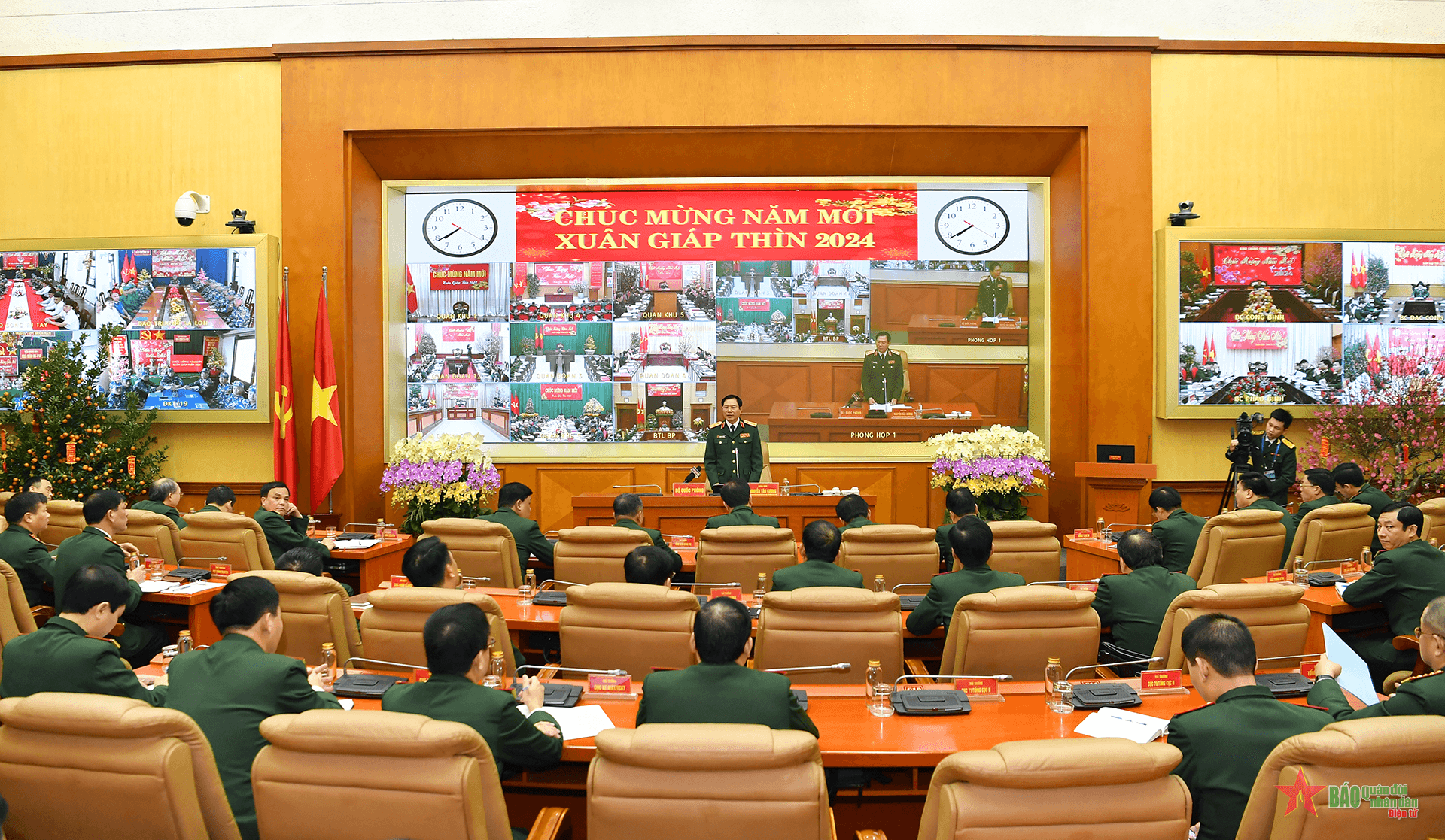 Bộ Quốc phòng giao ban trực tuyến toàn quân, chúc Tết Giáp Thìn 2024