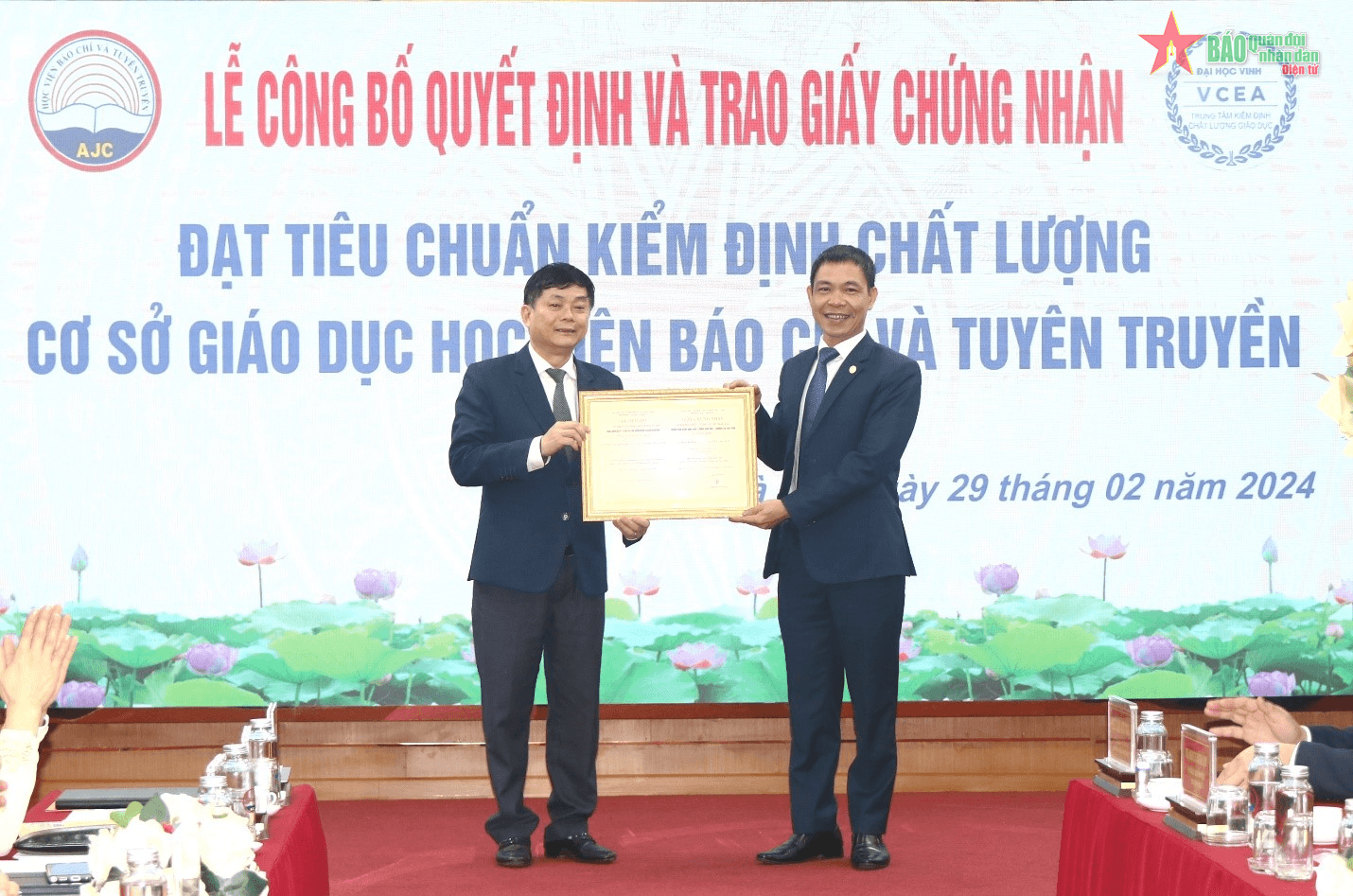 Học viện Báo chí và Tuyên truyền đạt tiêu chuẩn kiểm định chất lượng cơ sở giáo dục
