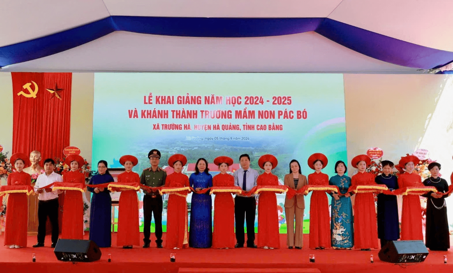 Khai giảng năm học mới và khánh thành Trường Mầm non Pác Bó (Cao Bằng)