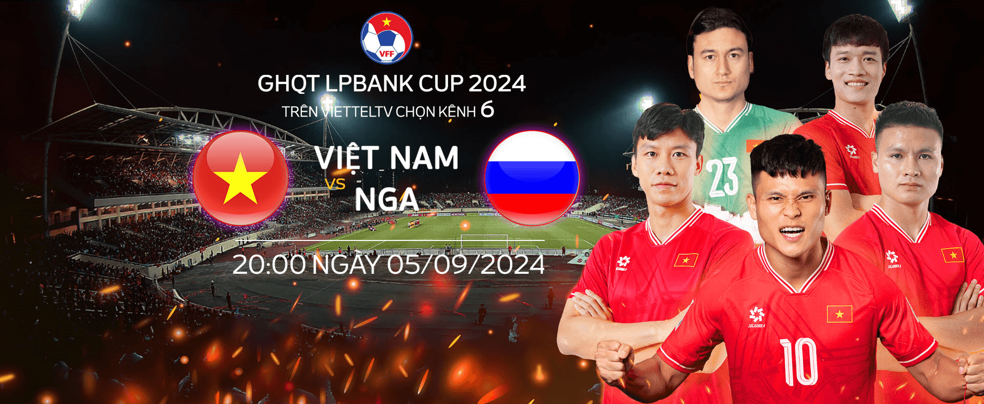 Xem trực tiếp bóng đá Việt Nam và Nga trên kênh nào?