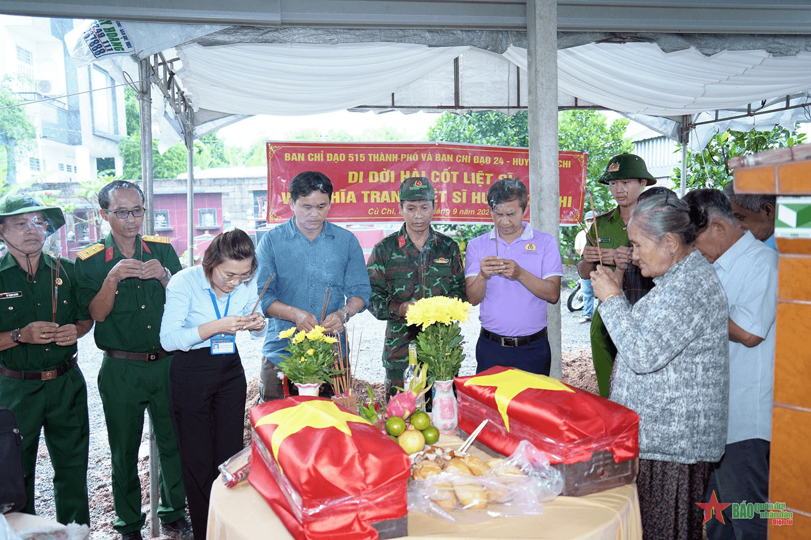 Quy tập, di dời 2 hài cốt liệt sĩ tại huyện Củ Chi, TP Hồ Chí Minh