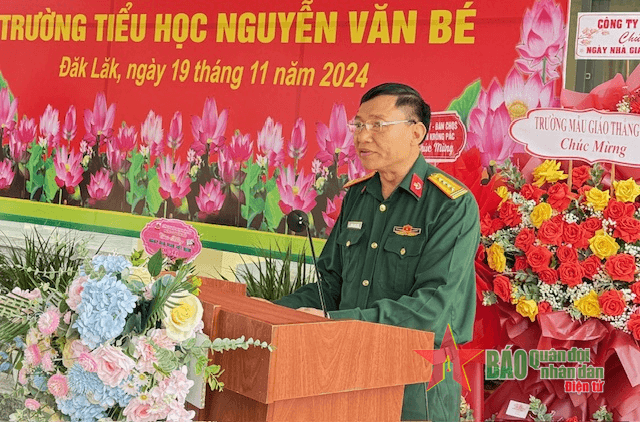 Lữ đoàn Đặc công bộ 198 khánh thành Nhà hiệu bộ tặng Trường Tiểu học Nguyễn Văn Bé (Đắk Lắk)