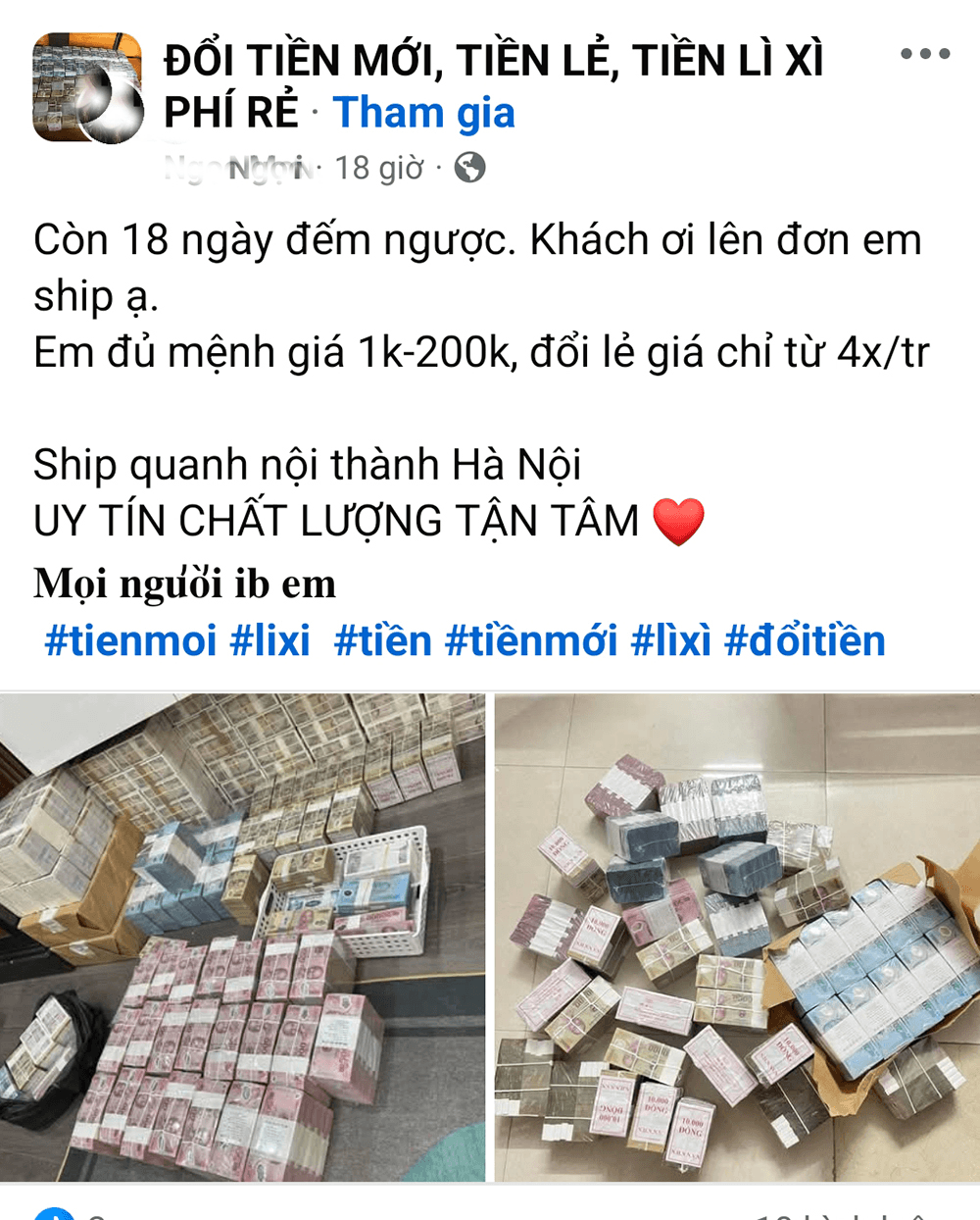 Đổi tiền lì xì hưởng chênh lệch có vi phạm pháp luật?