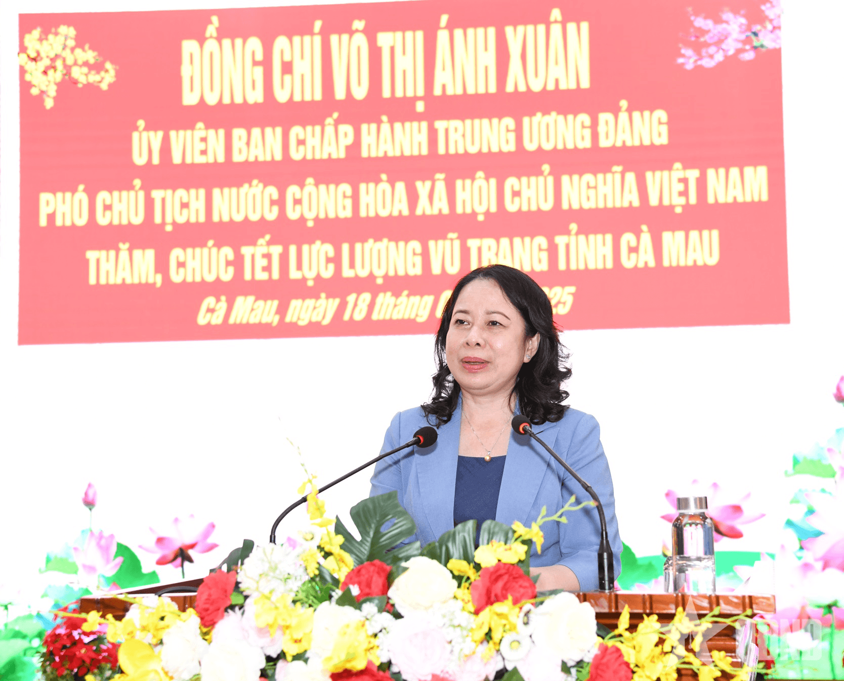 Phó chủ tịch nước Võ Thị Ánh Xuân thăm, chúc Tết lực lượng vũ trang tỉnh Cà Mau