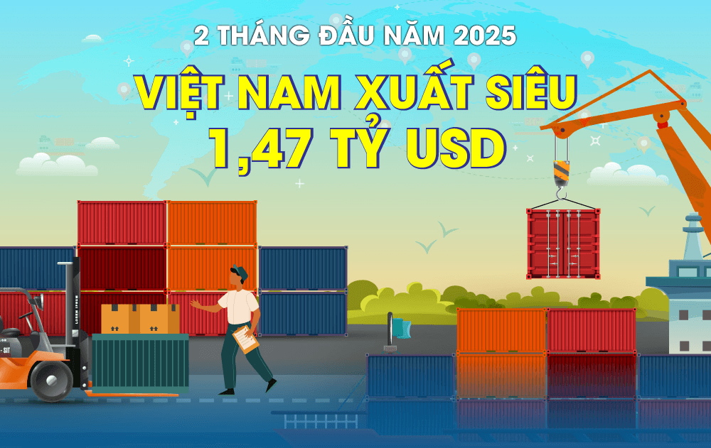 Tổng kim ngạch xuất, nhập khẩu hàng hóa đạt 127,07 tỷ USD, tăng 12% trong 2 tháng đầu năm 2025