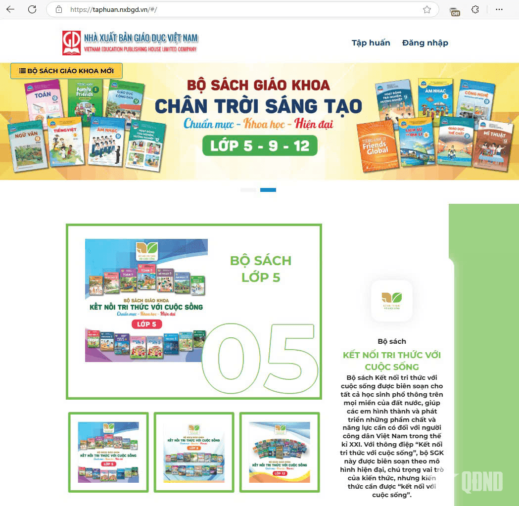 Hoàn thành cập nhật sách giáo khoa điện tử miễn phí trên trang taphuan.nxbgd.vn