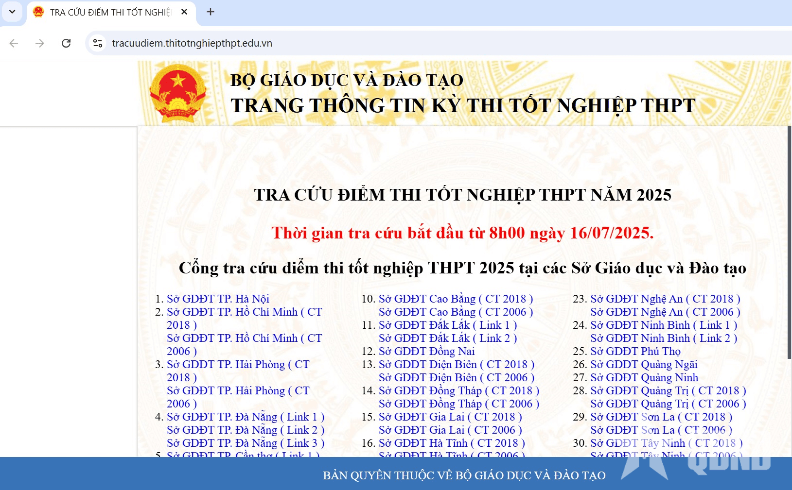 8 giờ ngày 16-7, công bố điểm thi tốt nghiệp THPT năm 2025
