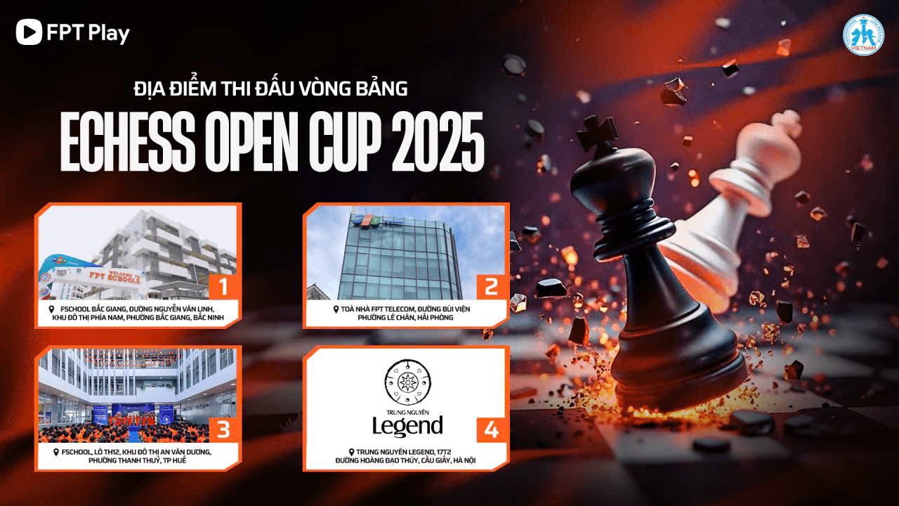 Giải cờ vua EChess Open Cup 2025 mở thi đấu trực tuyến