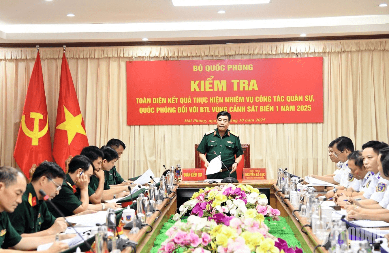 Bộ Quốc phòng kiểm tra công tác quân sự, quốc phòng tại Bộ tư lệnh Vùng Cảnh sát biển 1
