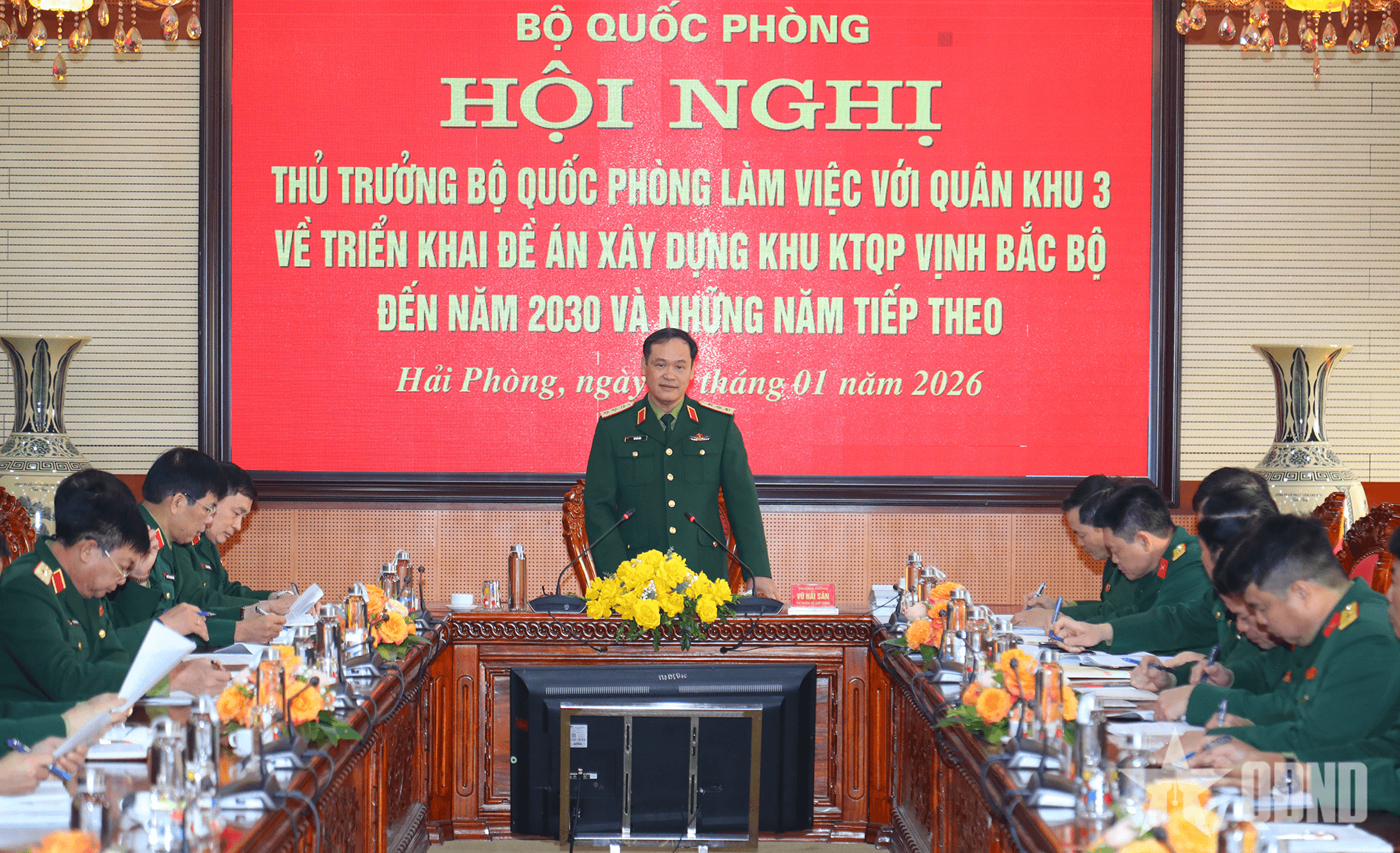 Thượng tướng Vũ Hải Sản làm việc với Quân khu 3 về triển khai Đề án phát triển kinh tế kết hợp với quốc phòng khu vực vịnh Bắc Bộ