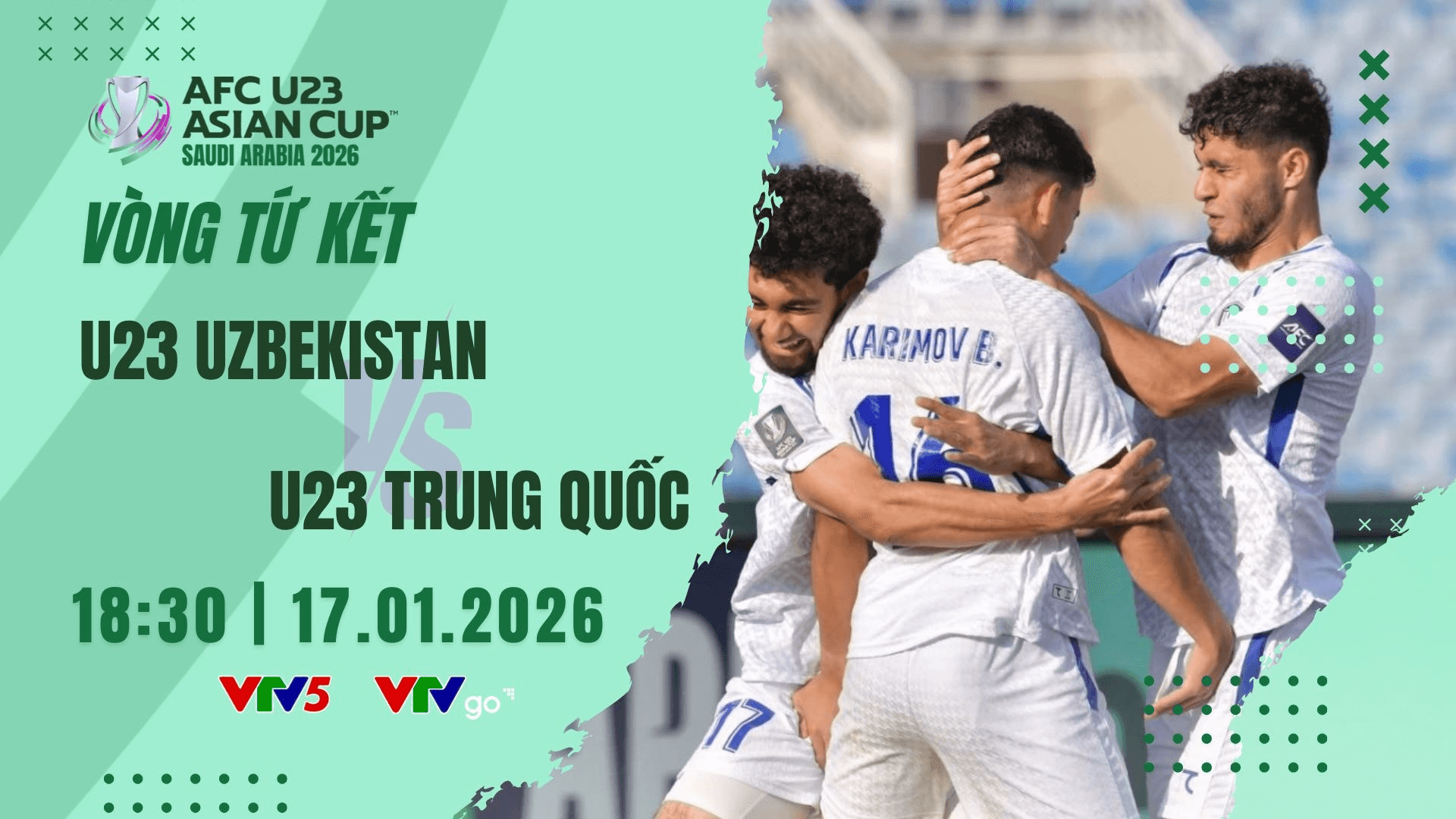Link xem trực tiếp U23 Uzbekistan và U23 Trung Quốc tại tứ kết U23 châu Á