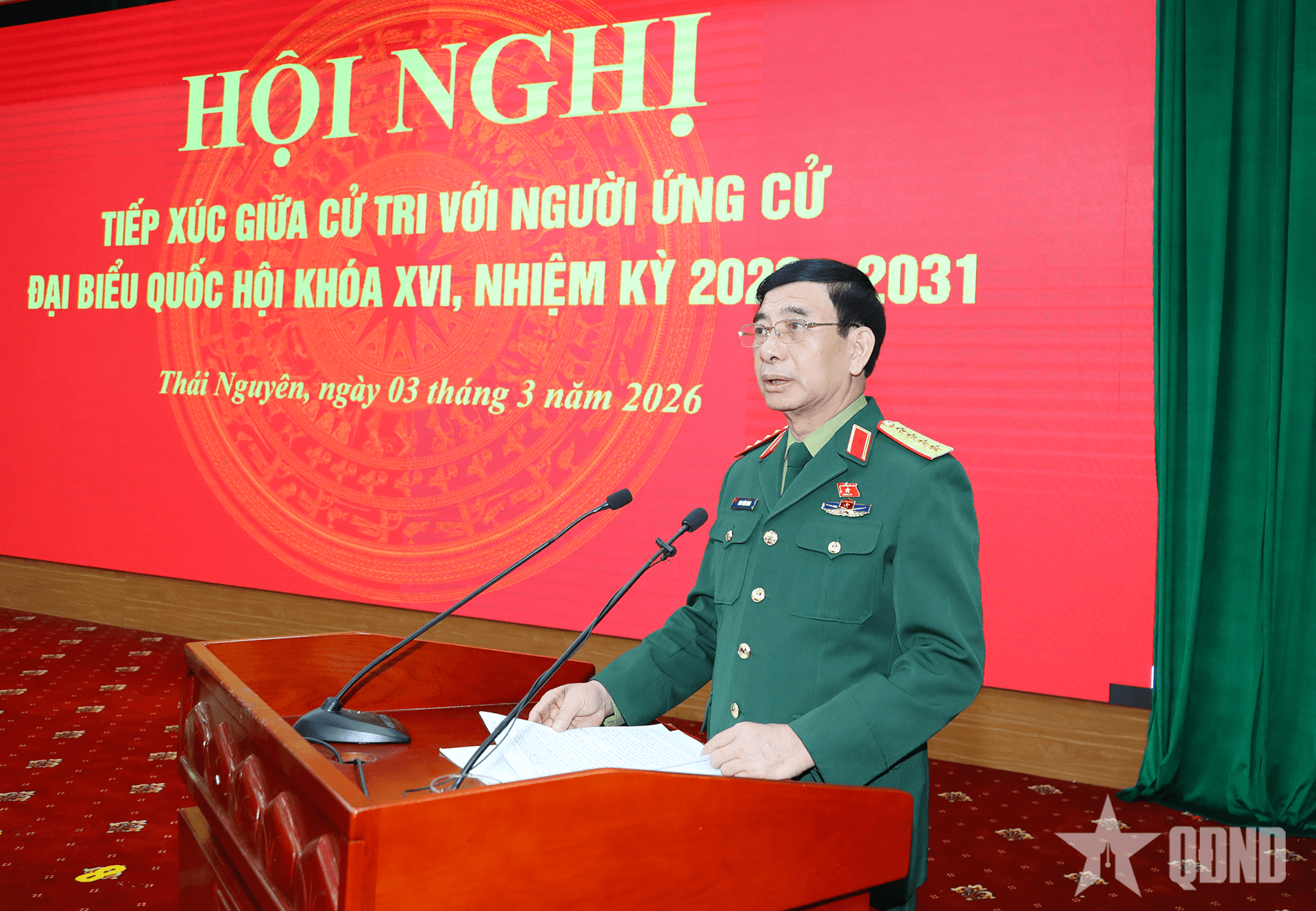 Đại tướng Phan Văn Giang tiếp xúc cử tri, trình bày chương trình hành động với 5 nội dung trọng tâm